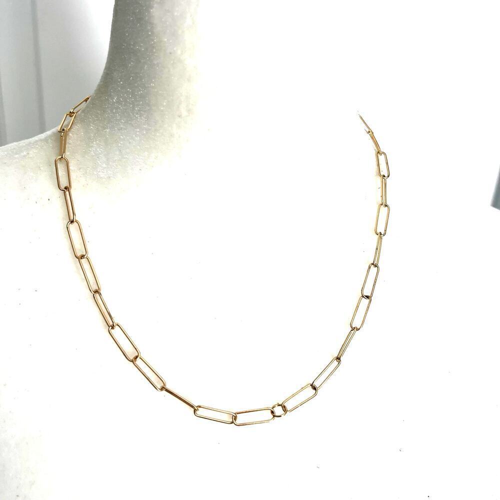 Gold tone link chic simple elegant metallic link necklace